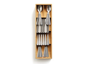 Organisateur de tiroir compact en bois de bambou pour ustensiles, plateau extensible pour couverts et ustensiles de cuisine - Product Image 3