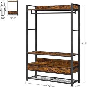 Cross-border wooden storage rack <b>for</b> home use, <b>bedroom</b>, floor-standing, multi-functional storage <b>shelf</b>, open wall-mounted - Product Image 4