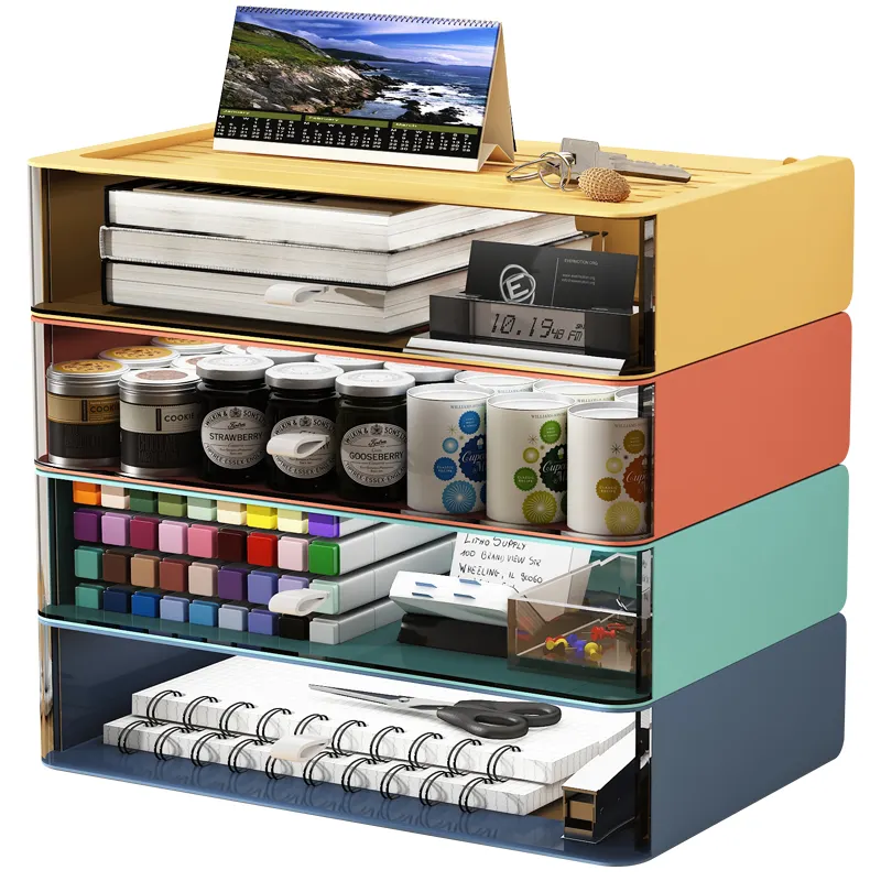 Drawer Type Plastic box Stackable Colorful Drawer Desktop Storage Box plastic drawer storage for office