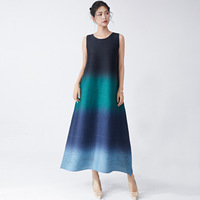 Robe décontractée sans manches Miyake en polyester 100 % écologique pour femme, collection haut de gamme, nouvelle mode été 2025, taille naturelle géométrique