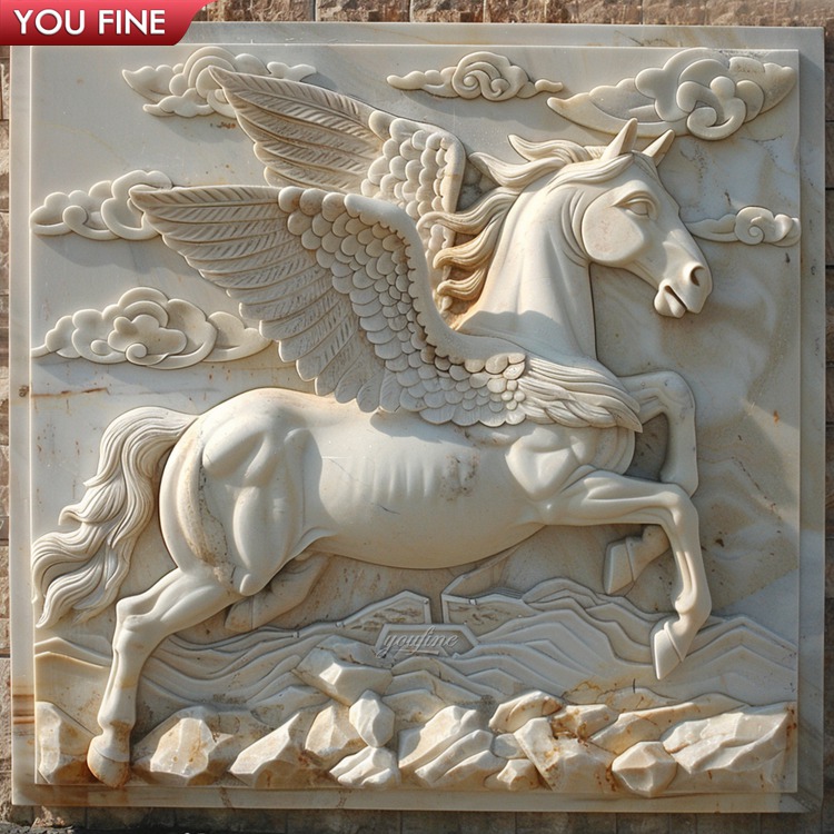 Modern Hand Carved White Marble Medusa Relief Sculpture - Vivid