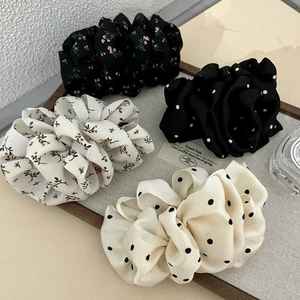 Pince à cheveux en tissu avec nœud français, couleur unie, pince banane en plastique, pince à cheveux polyvalente avec contraste de couleurs pour femme - Product Image 1