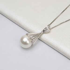 Colgante Grande de Plata S925 con Perla de 13-14 mm, Diseño de Sombrero Hueco, Accesorios para Manualidades, Soporte para Mujer, Componentes de Joyería Tide 754 - Product Image 4