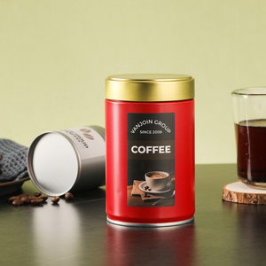 Stampa personalizzata 150ml 450ml cilindro chicchi di caffè Matcha contenitore metallico nastro rosso a prova di umidità barattolo ermetico - Product Image 3