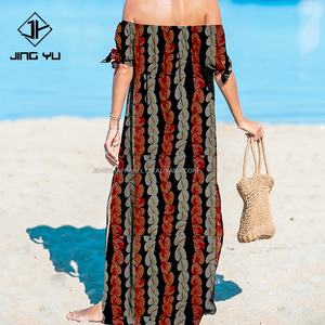 Fabricants de vêtements personnalisent des robes longues maxi en lin et rayonne de haute qualité pour la plage et le style hawaïen, pour les petites commandes dans les usines chinoises - Product Image 2