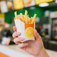 Boîte à frites Boîte d'emballage pour croustilles Fournisseur de papier couché Papier kraft jetable de haute qualité alimentaire