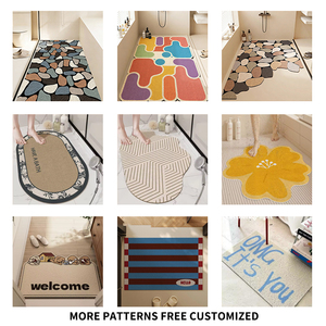 Alfombrilla de baño moderna de PVC de pelo plano grueso, hecha a máquina, antideslizante, resistente a la suciedad, con anillo de seda para ducha - Product Image 2