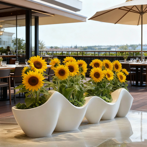 Custom Modern White Planter Flower Pots <b>Large</b> Pot for Shopping Mall Hotel Courtyard Villa School Gallery Resin Decor AT-Z55 Weat - Product Image 3