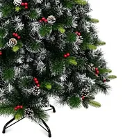 Sapin de Noël de Luxe Premium à Aiguilles de Pin Effilochées, avec Cônes de Pin et Baies Rouges