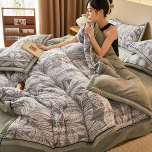 Literie d'hiver pour la maison, velours polaire épais, <span class=keywords><strong>housse</strong></span> <span class=keywords><strong>de</strong></span> <span class=keywords><strong>couette</strong></span> double face, drap plat, taie d'oreiller, rayures 5D, <span class=keywords><strong>flanelle</strong></span> polaire, linge <span class=keywords><strong>de</strong></span> lit - Product Image 2