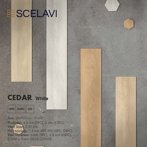 Carreaux de <span class=keywords><strong>parquet</strong></span> imperméables Revêtement de sol en PVC à texture de bois Plancher en plastique rigide commercial flottant à chevrons et clic - Product Image 6