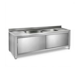 Fregadero Doble Comercial para Cocina con Mueble, <span class=keywords><strong>Banco</strong></span> <span class=keywords><strong>de</strong></span> Trabajo <span class=keywords><strong>de</strong></span> Acero Inoxidable, Estación <span class=keywords><strong>de</strong></span> Trabajo con Fregadero, Mesa <span class=keywords><strong>de</strong></span> Trabajo para Laboratorio - Product Image 1