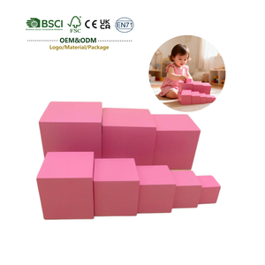 Set di Giocattoli Educativi Montessori in Legno JET, Torre Sensoriale Rosa per Bambini - Apprendimento Precoce Certificato CE, Età 4-6 - Product Image 1