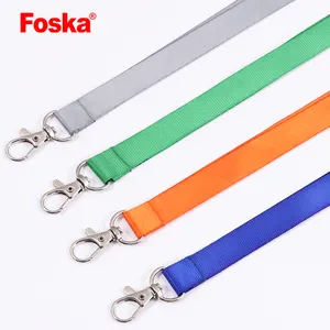 Foska populares diferentes colores poliéster personalizado cuello cordones con clips de metal