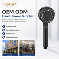 Pommeau de douche à main en ABS noir, en plastique, avec raccord fileté standard, vente en gros d'usine, OEM, ODM