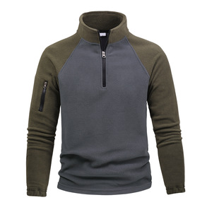 <span class=keywords><strong>Pull</strong></span> tactique transfrontalier en polaire polyester à col montant zippé pour homme, chaud, automne-hiver, coupe ample, color block - Product Image 2