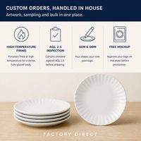 Assiette à dîner en porcelaine personnalisée 24 cm (10 pouces) à bord festonné en forme de pétale, compatible micro-ondes, assiette de service peu profonde, commandes en gros