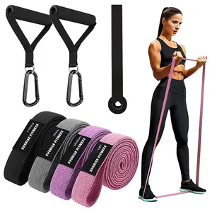 Working out Weight Training Pull Up Assistance Fabric Long Resistance Bands Set with Door Anchor and Handles