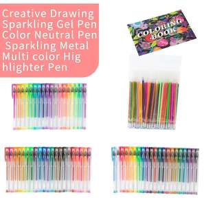 जिपर केस जेल पेन सेट 60 चमकदार नीले स्याही के साथ 60 प्यारा प्लास्टिक जेल पेन सेट करें - Product Image 4