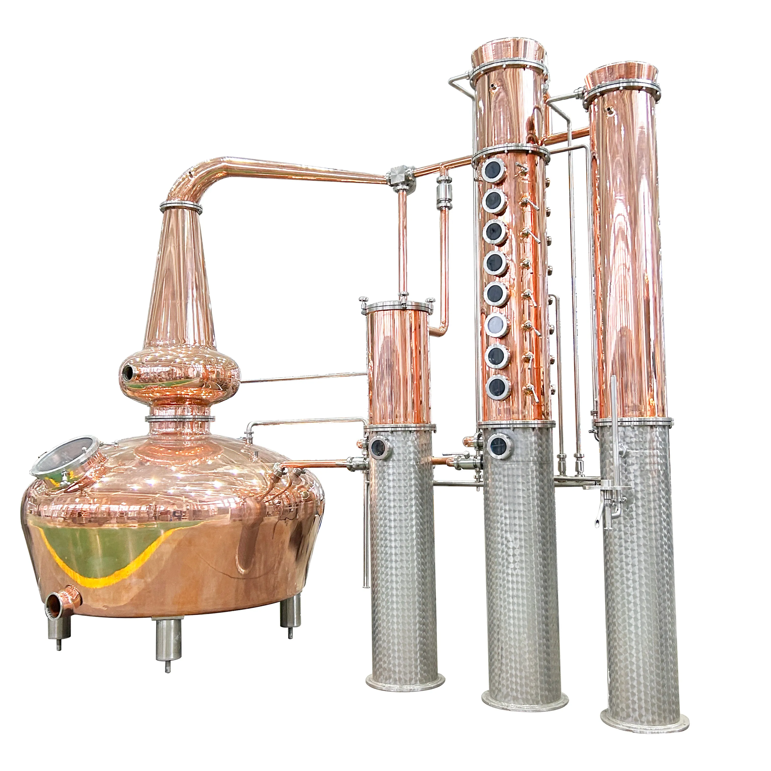 DYE 1500L alcohol distilling equipment copper fruits still brandy distiller