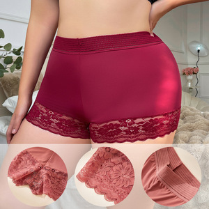 Braguitas de seguridad de encaje de talla grande para mujer, sin costuras, antidesgarros, tipo bóxer, ropa interior sexy, shorts lisos, venta al por mayor de fábrica, personalizables - Product Image 3