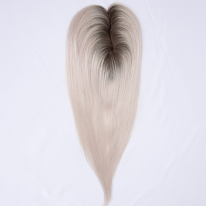 Topper Mono 3x6" en Cheveux Humains Légers Blond Glacé avec Racines Foncées, à Clipser, Volume Naturel pour Couronne Affinée, Lisse Soyeux - Product Image 6