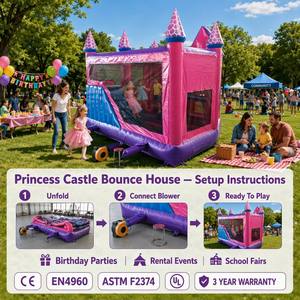 Château gonflable rose et violet <span class=keywords><strong>Disney</strong></span> Princess avec toboggan pour filles, fête d'anniversaire pour enfants, château gonflable pour sauter - Product Image 5