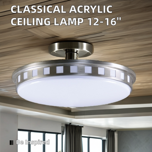 UL Approved 12'' 14'' 16'' Acrylic <strong>Ceiling</strong> <strong>Lamp</strong> Classic Brushed Nickel Flush Mount Hotels Bedroom Living Room Dining Switch - Product Image 5