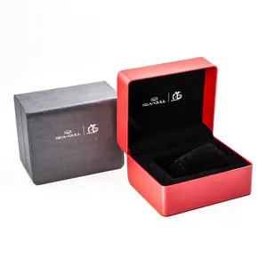 Vitrine de montre unique Montre collection papier luxe bleu Luxe argent Boîte à bijoux avec double porte