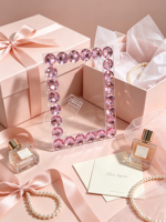 Cadre photo en acrylique avec strass, décoration diamant rose, cadre photo de présentation de bureau pour la maison, cadeau personnalisé
