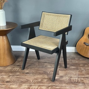 Silla de Ratán de Color Natural, Silla de Madera Maciza de Ratán, Silla de Comedor Vintage, Silla de Café para Hotel y Restaurante - Product Image 2