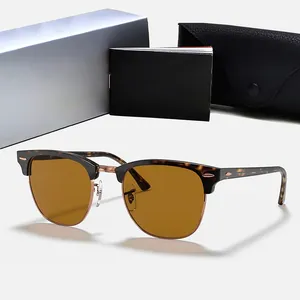 Customized Metal Logo High End Luxury Fashionable Acetate Half Rimless Frame Sun Glasses Sunglasses Polarized