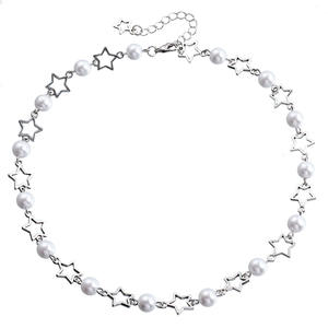 Joyería: lujosa estrella hueca para mujer, collar gargantilla de perlas de imitación elegante de una sola capa - Product Image 6
