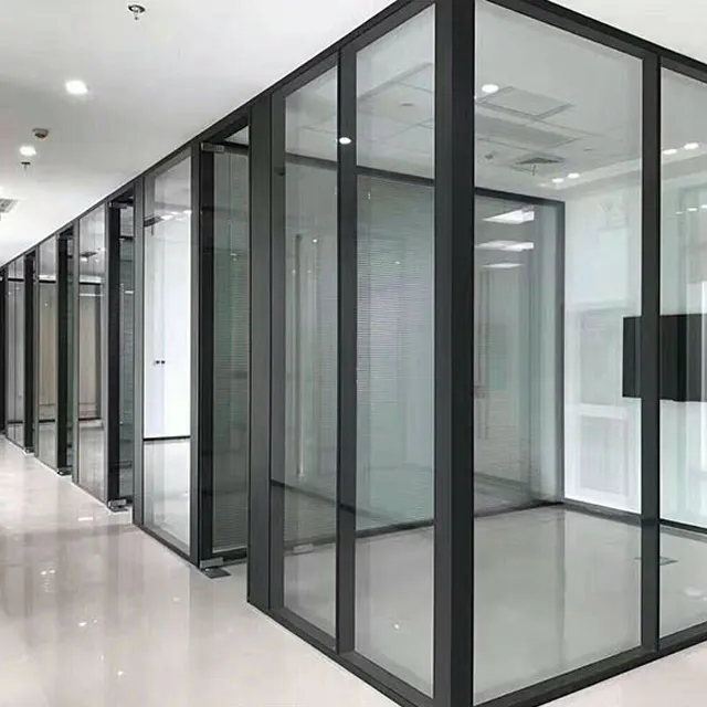 Interior Office Sliding Clear Glass Walls Office Room Partition Wall with Cheap Price