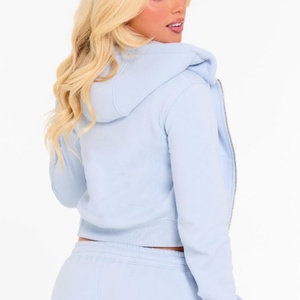 Ensemble survêtement et sweat à capuche personnalisé avec logo OEM, en coton French Terry 100%, style vintage, pour femmes - Product Image 3