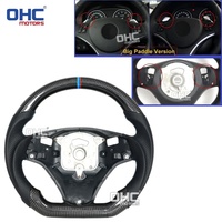 Volant en fibre de carbone véritable USA STOCK pour BMW E90 E92 E93 M3 328i 335i SSG 135i DCT avec trous pour palettes de changement de vitesse Ohc