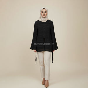 Ropa deportiva Conjunto de tres piezas Elegante cuello de manga larga para mujer Abaya musulmana transfronteriza Interior básico para Oriente Medio ODM suministrado - Product Image 3