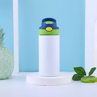 Usa Canada Warehouse Gobelet en acier inoxydable de 12oz isolé et vierge à sublimation pour enfants Bouteille d'eau pour bébé avec couvercle rabattable