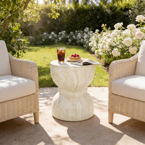 Mesa Auxiliar de Hormigón para Exteriores, Taburete Decorativo Redondeado para Jardín, para Uso en Interiores y Exteriores - Product Image 2