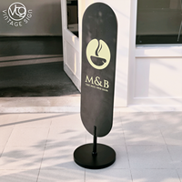 Panneau de signalisation de café double face pour extérieur, 150 cm de haut, en bois et métal, panneau en contreplaqué marin, logo personnalisé imprimé pour café ou magasin