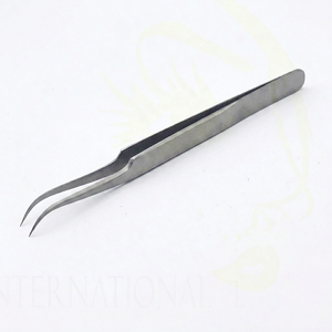 High Quality Stainless Steel Sami-Curved Eyelash Tweezers Custom Logo Precision Anti-Static Pointed Tip for Eyebrows Eyelashes - Product Image 1