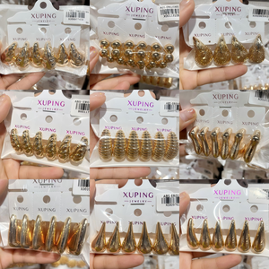 250919 XUPING Aretes de Moda para Mujer Joyería al por Mayor Gruesos sin Piedras Cobre Ecológico Bañados en Oro Tipo Argolla - Product Image 3