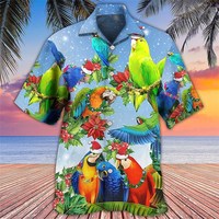 Sommer Blumen Papagei 3D gedruckt Hawaii hemd Einreiher Kurzarm für Männer und Frauen Mode Bluse Kleidung