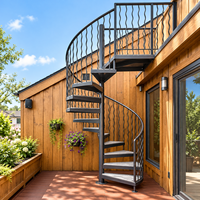 Escalier en colimaçon préfabriqué sur mesure avec colonne centrale en acier et marches en bois pour la maison