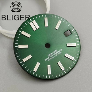 Bliger 29mm đen xanh xanh đỏ hồng nâu vàng đồng hồ quay số với màu xanh lá cây sáng phù hợp nh35 nh36 phong trào - Product Image 4