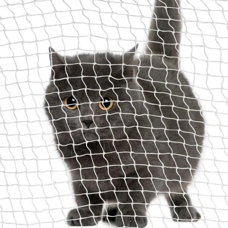 Size Can Be Customized White Square Mesh Hole Density Heavy Duty Cat Net for Pet Protection Safety Net