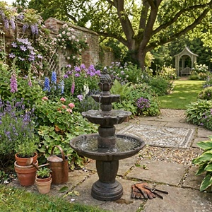 Grande <span class=keywords><strong>fontaine</strong></span> de jardin <span class=keywords><strong>en</strong></span> cascade à 3 niveaux <span class=keywords><strong>en</strong></span> résine de luxe, alimentée par énergie solaire, avec pompe solaire et finition ananas, durable, de style europé<span class=keywords><strong>en</strong></span> - Product Image 4