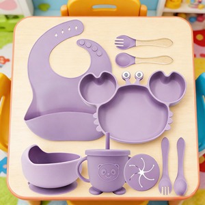 Ensemble de <span class=keywords><strong>couverts</strong></span> pour <span class=keywords><strong>enfants</strong></span> Naike personnalisé, bavoirs pour bébé, bol à ventouse, assiette, vaisselle en silicone, ensemble de sevrage réutilisable - Product Image 3