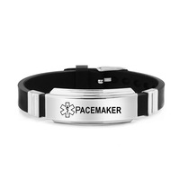 Fancyday vente en gros Bracelet de manchette en acier inoxydable personnalisé noir Silicone étoile de vie symbole médical alerte diabétique bijoux de sport