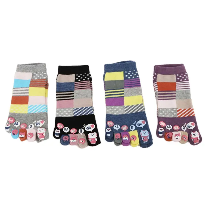 Fabricante de meias personalizadas com bico dividido para ioga, meias antiderrapantes personalizadas de algodão pilates coloridas para mulheres, atacado